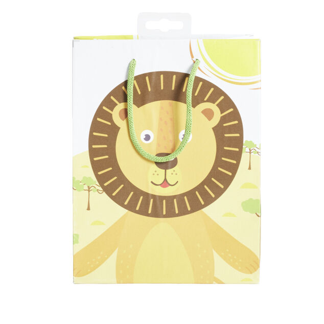 Sac cadeau enfant lion beige et marron - Taille M