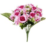 Piquet de rose et chrysanth&egrave;me bouquet fleur artificielle H42cm