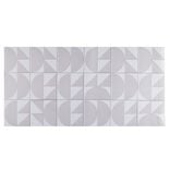 Tapis vinyle rectangulaire motif g&eacute;om&eacute;trique beige 50x100cm