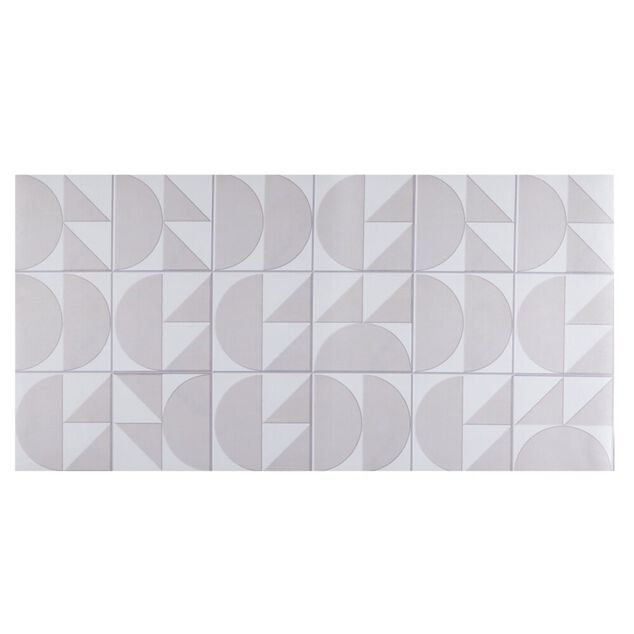 Tapis vinyle rectangulaire motif g&eacute;om&eacute;trique beige 50x100cm