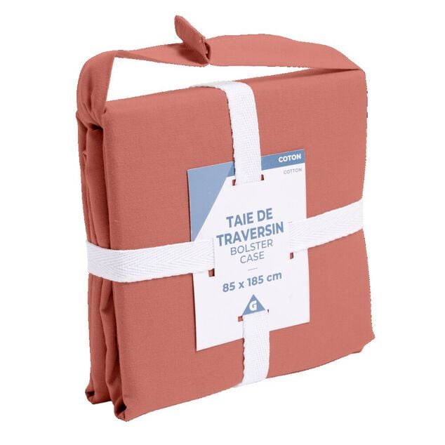 Taie de traversin 85x185cm 100% coton rouge brique