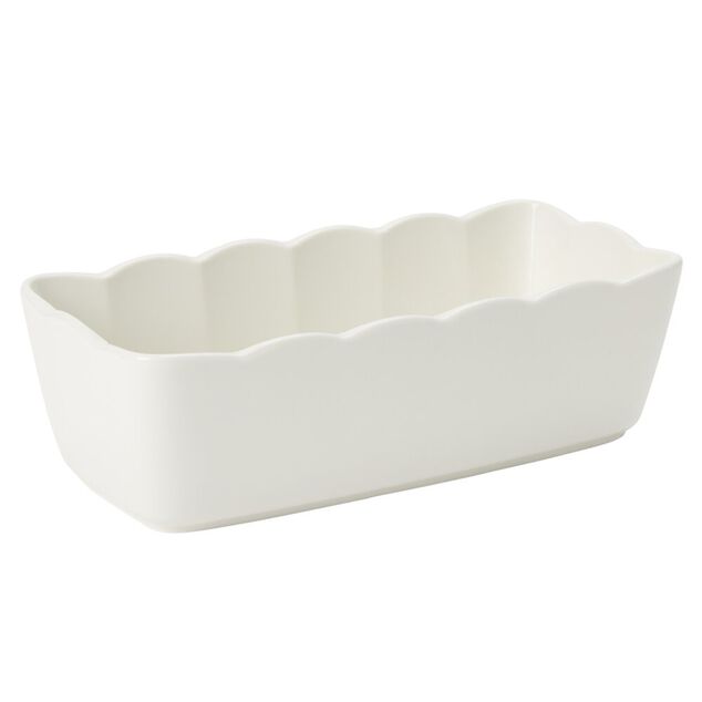 Moule &agrave; cake rectangulaire en c&eacute;ramique bord festonn&eacute; 28x13xH9cm (2 mod&egrave;les)