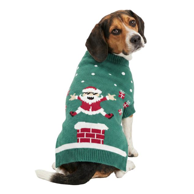 Pull de No&euml;l pour chien acrylique &agrave; motifs L56X30X1 cm TL (2 mod&egrave;les rouge ou vert)