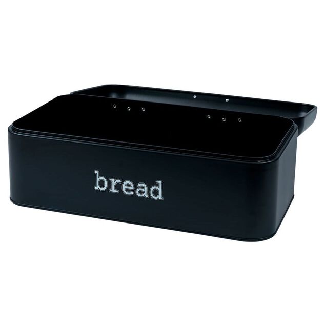 Bo&icirc;te &agrave; pain en m&eacute;tal noir 23x42x16,5cm