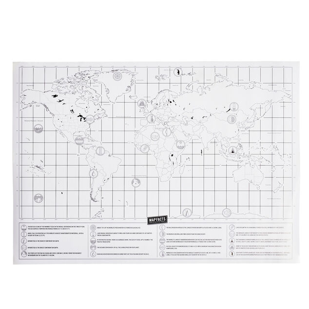 Carte du monde &agrave; gratter en papier 30x60cm