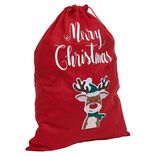 Sac cadeau hotte en feutrine rouge motif Noël