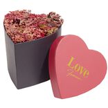 Boîte forme coeur intérieur fleurs séchées 15x15xH14cm