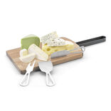 Plateau à fromage en bois avec 3 ustensiles inox 16x39cm