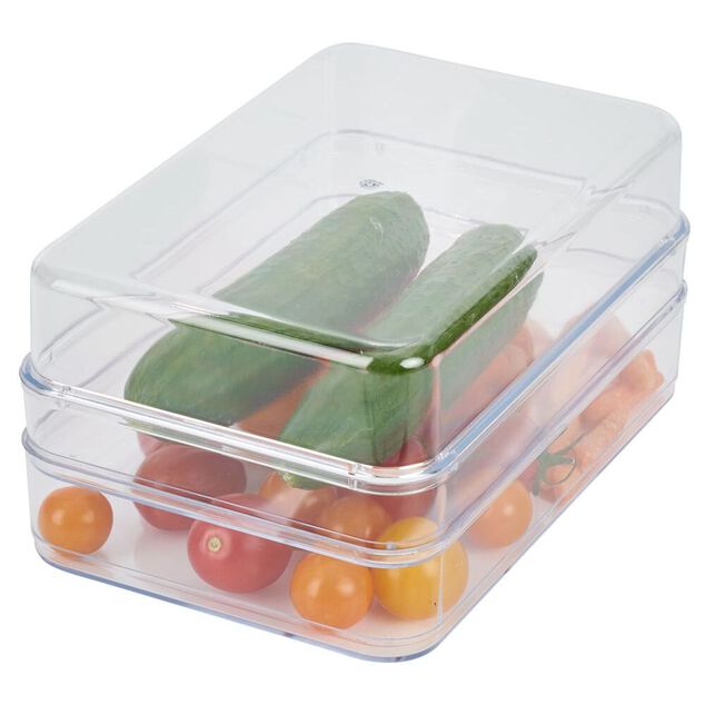 Bo&icirc;te transparente &agrave; 2 niveaux pour frigo 2,5L - L.21,5x14,5xH10,5cm