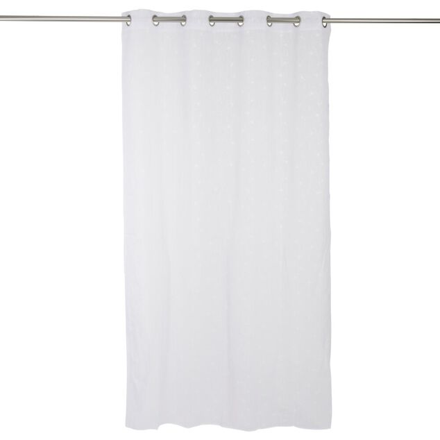 Voilage polyester 140x240cm motif floral blanc