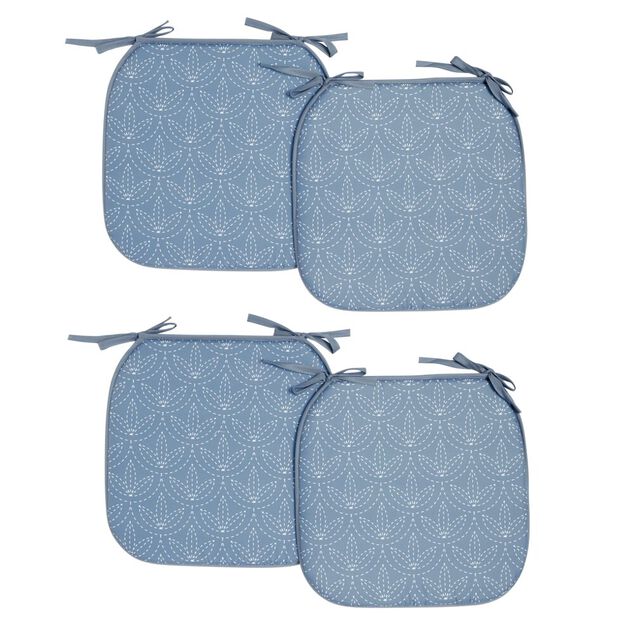 Galette de chaise carr&eacute;e x4 avec motif 38x38cm (4 mod&egrave;les)