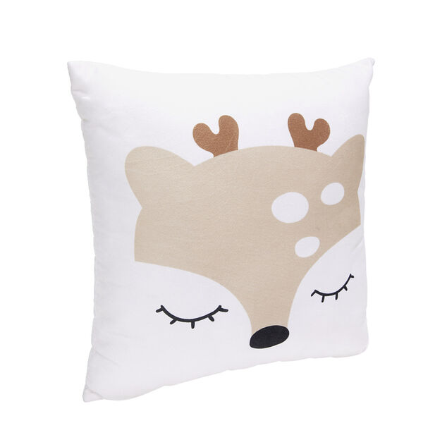 Coussin carr&eacute; motif renard ou biche 30x30cm