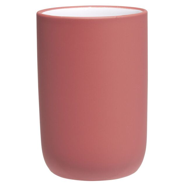 Gobelet c&eacute;ramique rouge int&eacute;rieur blanc &Oslash;6,8xH10cm