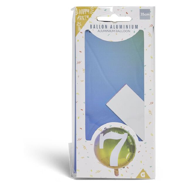 Ballon alu chiffre 7 métallisé multicolore Ø45cm