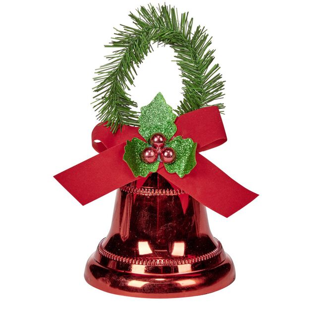 Cloche de No&euml;l rouge &agrave; suspendre H19cm