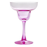 Verre à cocktail sur pied x2 en verre rose et vert 240ml