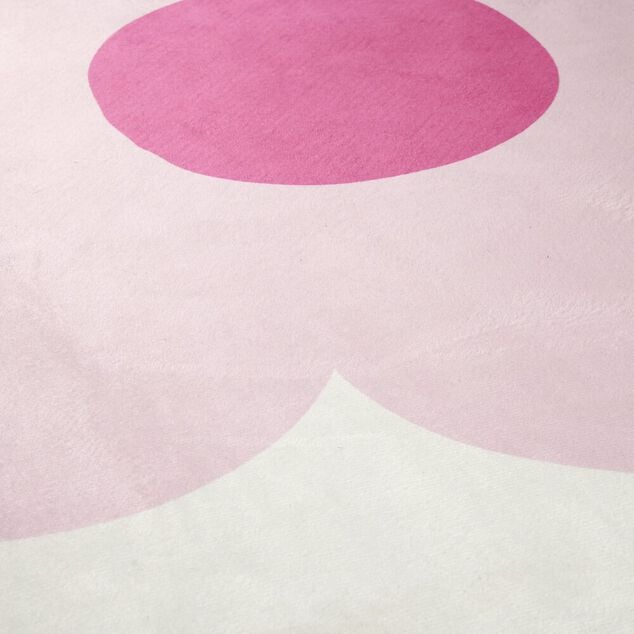 Tapis rond blanc motif marguerite &Oslash;90cm (2 mod&egrave;les violet ou rose)