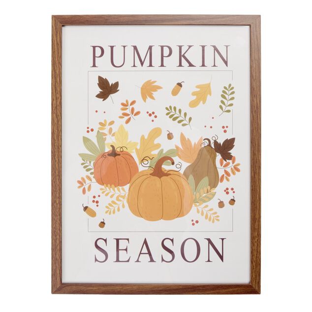 Tableau automne citrouilles cadre en bois 30x40cm (2 mod&egrave;les)