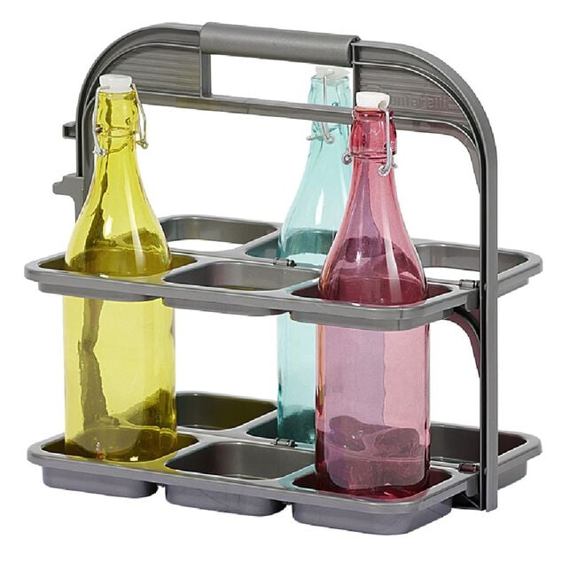 Range bouteille pliable gris 6 emplacements