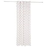 Voilage polyester &agrave; pompon 140x240cm blanc et rose