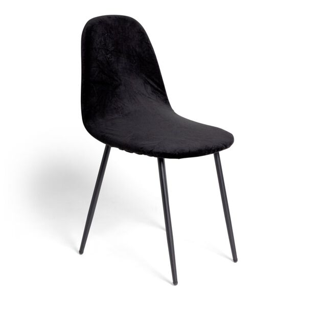 Housse de chaise velours extensible noir L45xP40xH45cm