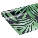 Toile cir&eacute;e motif tropical noir vert 140 cm