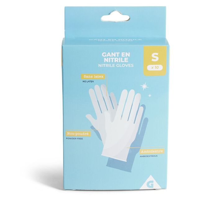 Gants en nitrile taille S x10 bleu