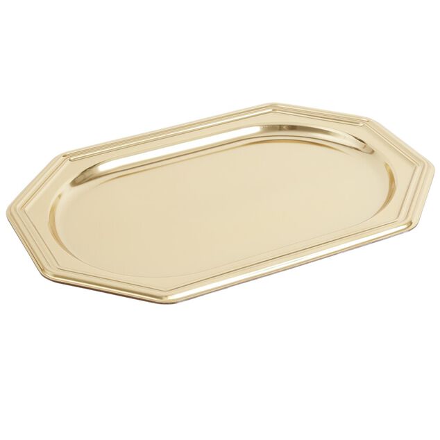Plateau de pr&eacute;sentation octogonal X3 pcs L46X31X&eacute;p.3 cm dor&eacute;