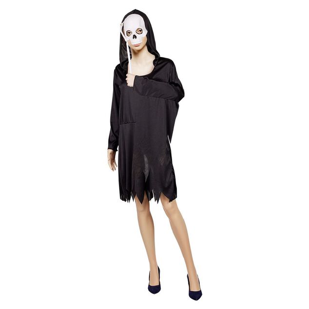 D&eacute;guisement adulte Halloween squelette robe et masque &agrave; tenir Taille L