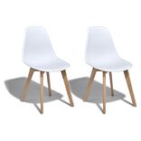 Chaise Chlo&eacute; blanche pieds h&ecirc;tre L.47 x P.52 x H.85 cm - Lot de 2