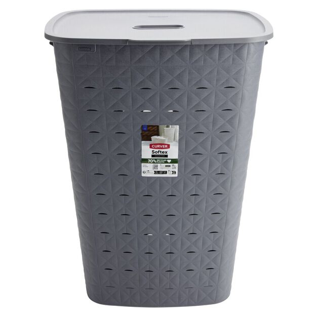 Coffre &agrave; linge plastique gris 56L 43,5x33,5xH60cm