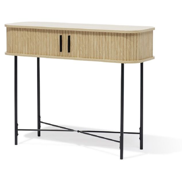 Console Gr&egrave;ge bois naturel et noir - L100xP35xH80 cm