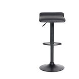 Tabouret de bar Majestik assise carr&eacute;e simili noir et pied m&eacute;tal r&eacute;glable H84cm