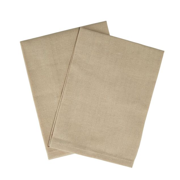 Serviette de table carr&eacute;e coton beige taupe 44x44cm x2