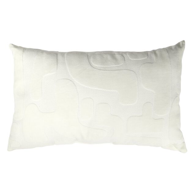 Coussin rectangulaire motif organique relief velours blanc 30x50cm