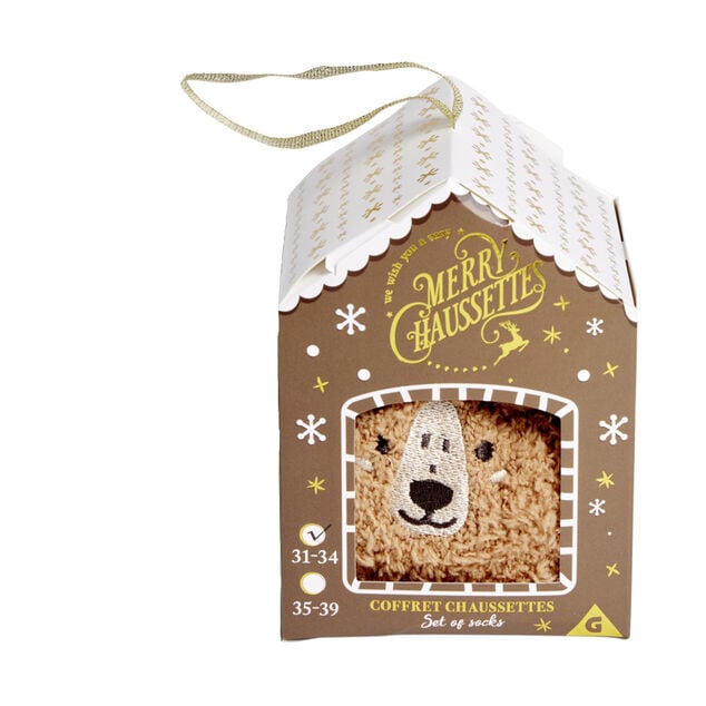 Chaussettes ours mixte marron TU