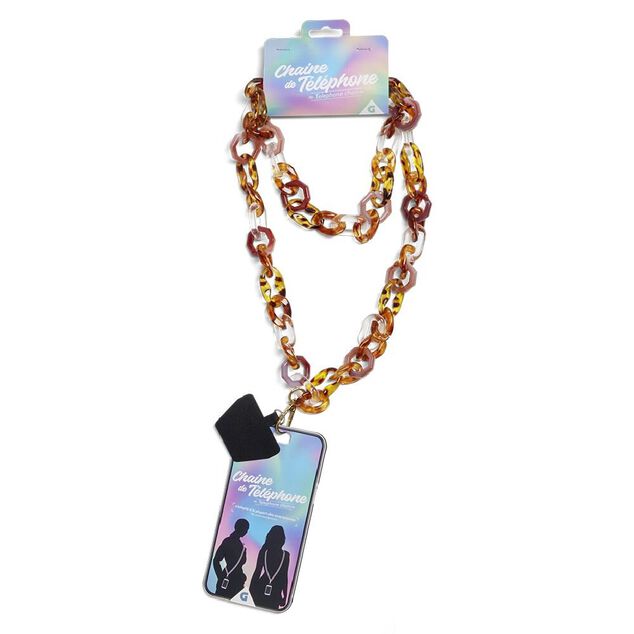 Bijou chaîne de téléphone maille en plastique multicolore L120cm