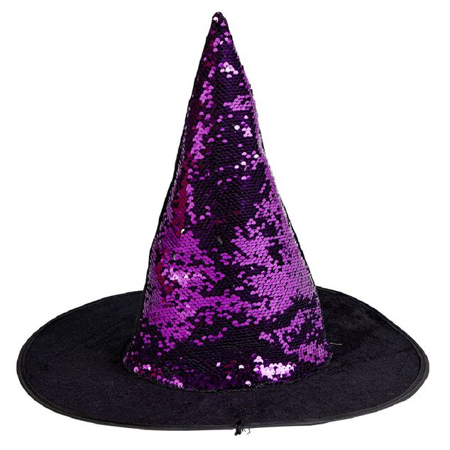 Chapeau Halloween sorci&egrave;re TU enfant noir &agrave; sequins