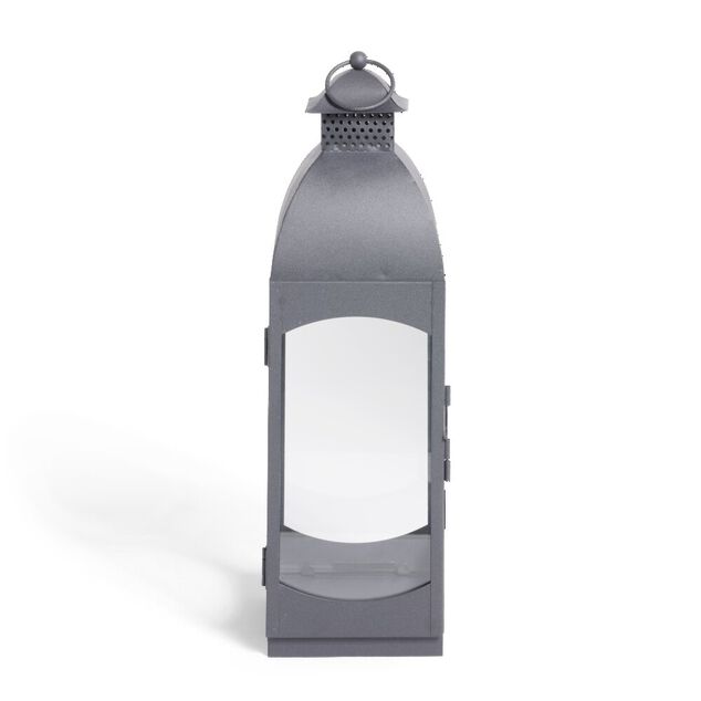 Lanterne rectangulaire vitrée métal noir 13x12xH40,5cm