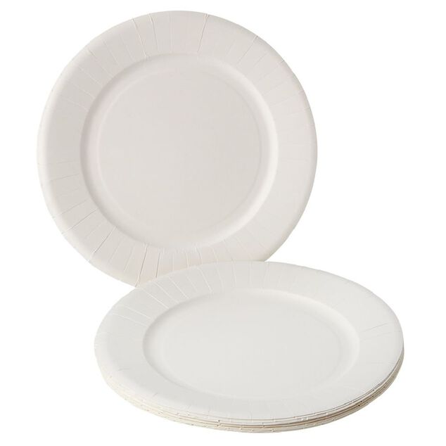 Lot de 20 assiettes en carton blanc Ø27 cm