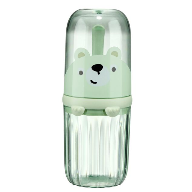 Gobelet de voyage enfant 2en1 plastique &Oslash;7xH19,5cm (2 mod&egrave;les)