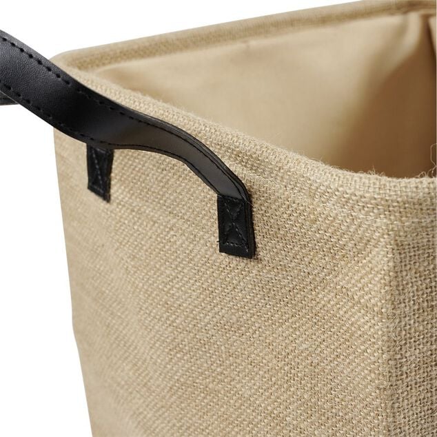 Pani&egrave;re Box Cube effet jute 31x31x31cm beige