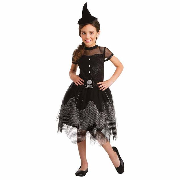 D&eacute;guisement fille Halloween sorci&egrave;re rock noir 11/14 ans