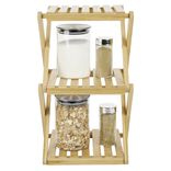 Étagère 3 niveaux pliable bambou naturel 22,1xH35,5x18,3cm