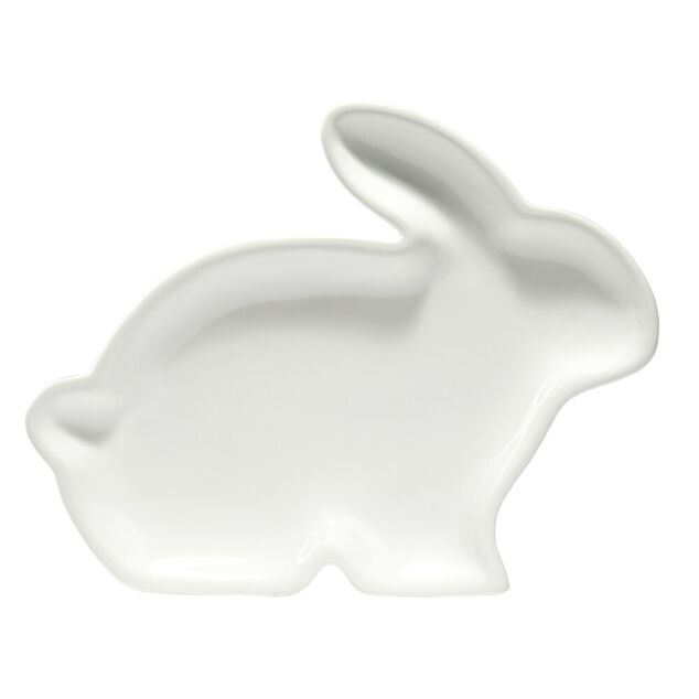 Plat d&eacute;coratif forme lapin en dolomite 18,5x24cm (2 mod&egrave;les blanc ou vert)