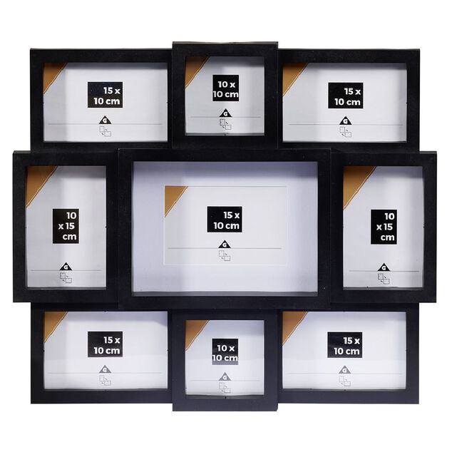 P&ecirc;le-m&ecirc;le plastique noir 42x48cm 7 vues 10x15cm et 2 vues 10x10cm