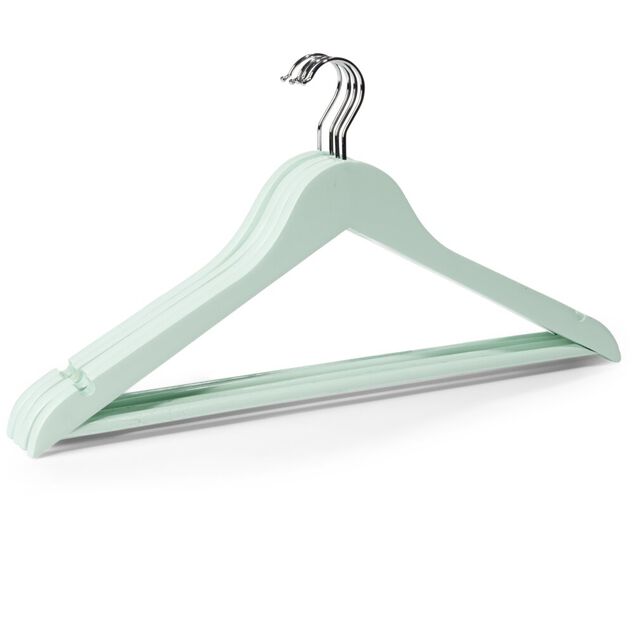 Lot de 5 cintres en bois et m&eacute;tal 44,5x23cm - 4 coloris