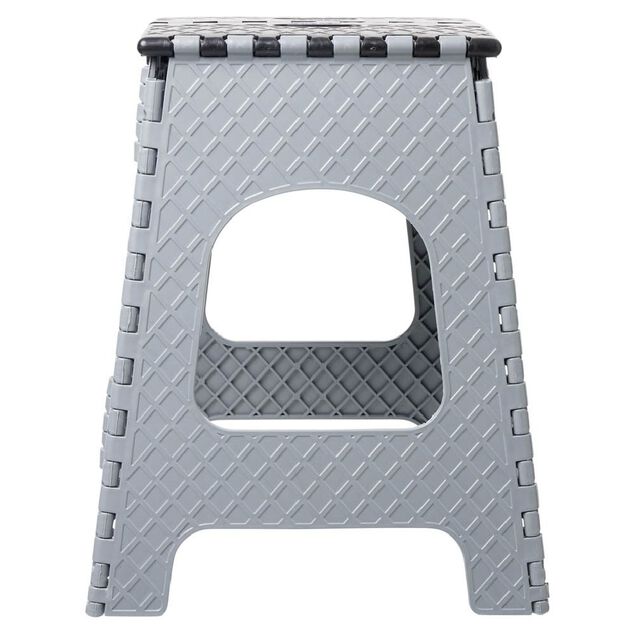 Tabouret pliant plastique noir et gris H44cm