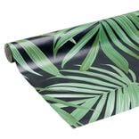 Toile cirée motif tropical noir vert 140 cm