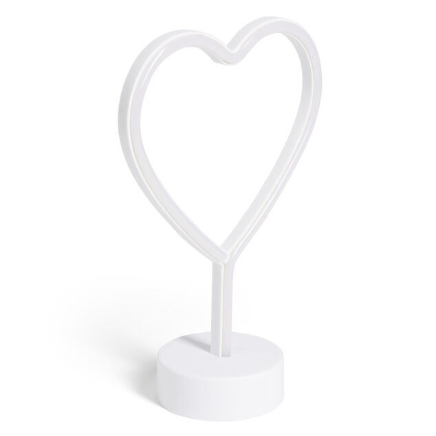 Lampe &agrave; poser d'ambiance n&eacute;on rose forme coeur 20x9xH29cm